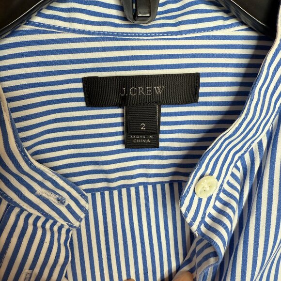 J.Crew Blue White Striped Button Front Bodysuit Top Size 2 - Picture 6 of 9
